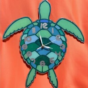 Sea Turtle Wall Clock - Blue and Green